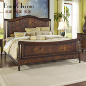 美式 乡村复古做旧FINE精制全实木雕花高档品质双人床卧室法式 大床