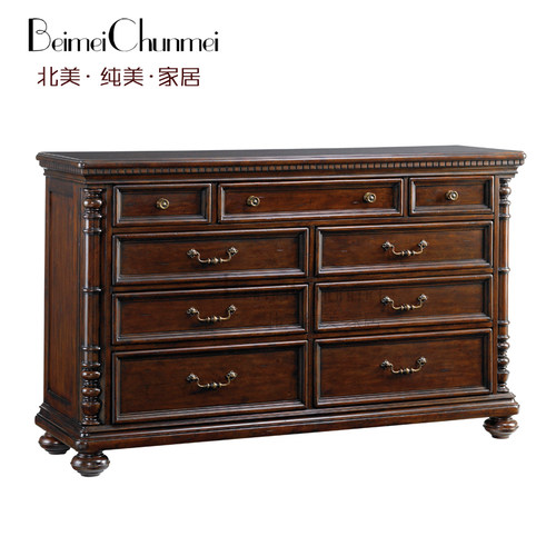 美式乡村实木化妆台门厅柜客厅玄关柜电视柜地柜储物收纳柜定制