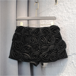 时尚2025夏季新款复古立体玫瑰花朵短裙裤裙法式迷你包臀裙半身裙