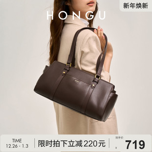 通勤高级感托特包女士包 真皮单肩腋下包时尚 红谷包包女式 2025新款