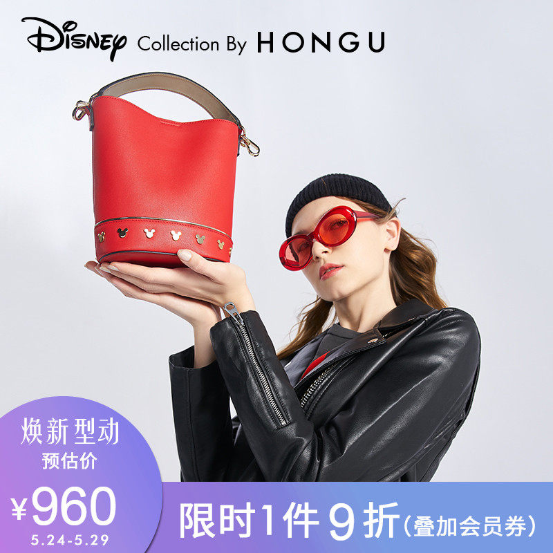 红谷迪士尼限量联名礼盒包包女包2020新款潮时尚米奇手提包水桶包