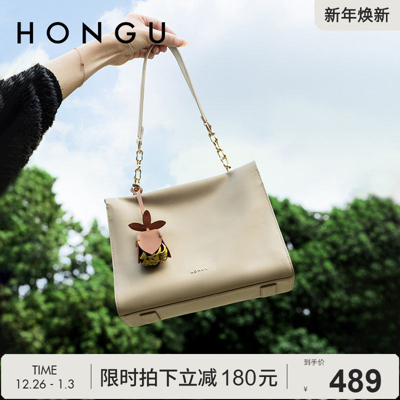 红谷包包2025新款质感真皮单肩腋下包通勤上班大容量斜挎包女士包