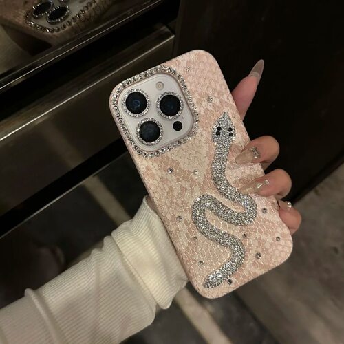 高级感奢华水钻蛇苹果16promax手机壳新款iPhone15防摔14小众13女