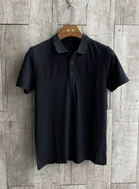 柒家黑色POLO衫男夏季翻领短袖T恤青年时尚都市微弹棉质汗衫57250