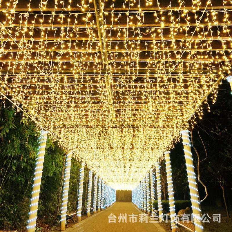灯窗帘天星满天红灯户外灯彩灯外防氛围水网串闪串瀑布灯防水条装