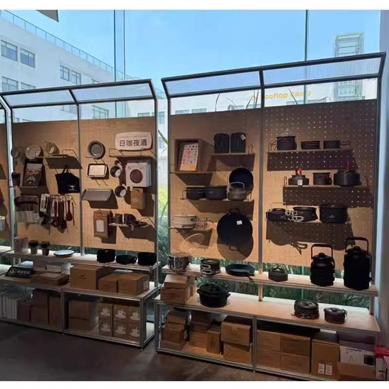 创意高低台展示柜铝合金置物架铝型材海洋板货架样品展示架中岛柜