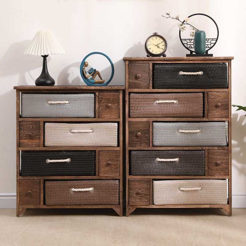 复古实木床头柜美式田园藤编储物柜卧室客厅斗柜边柜阳台收纳柜子,3C数码配件,USB灯,淘宝优惠券,粉丝福利购,淘宝优惠卷