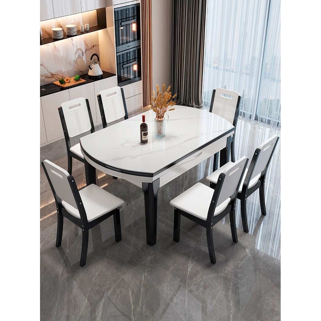 实木岩板折叠餐桌现代简约小户型家用伸缩餐桌椅组合轻奢圆饭桌,3C数码配件,USB灯,淘宝优惠券,粉丝福利购,淘宝优惠卷