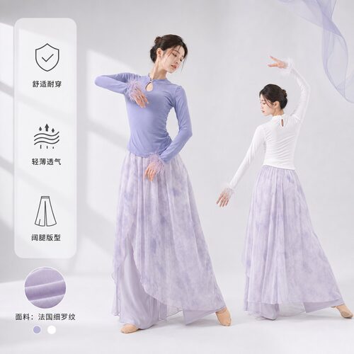 古典舞蹈服女教师成人款秋冬修身保暖水滴领中国现代形体舞蹈上衣
