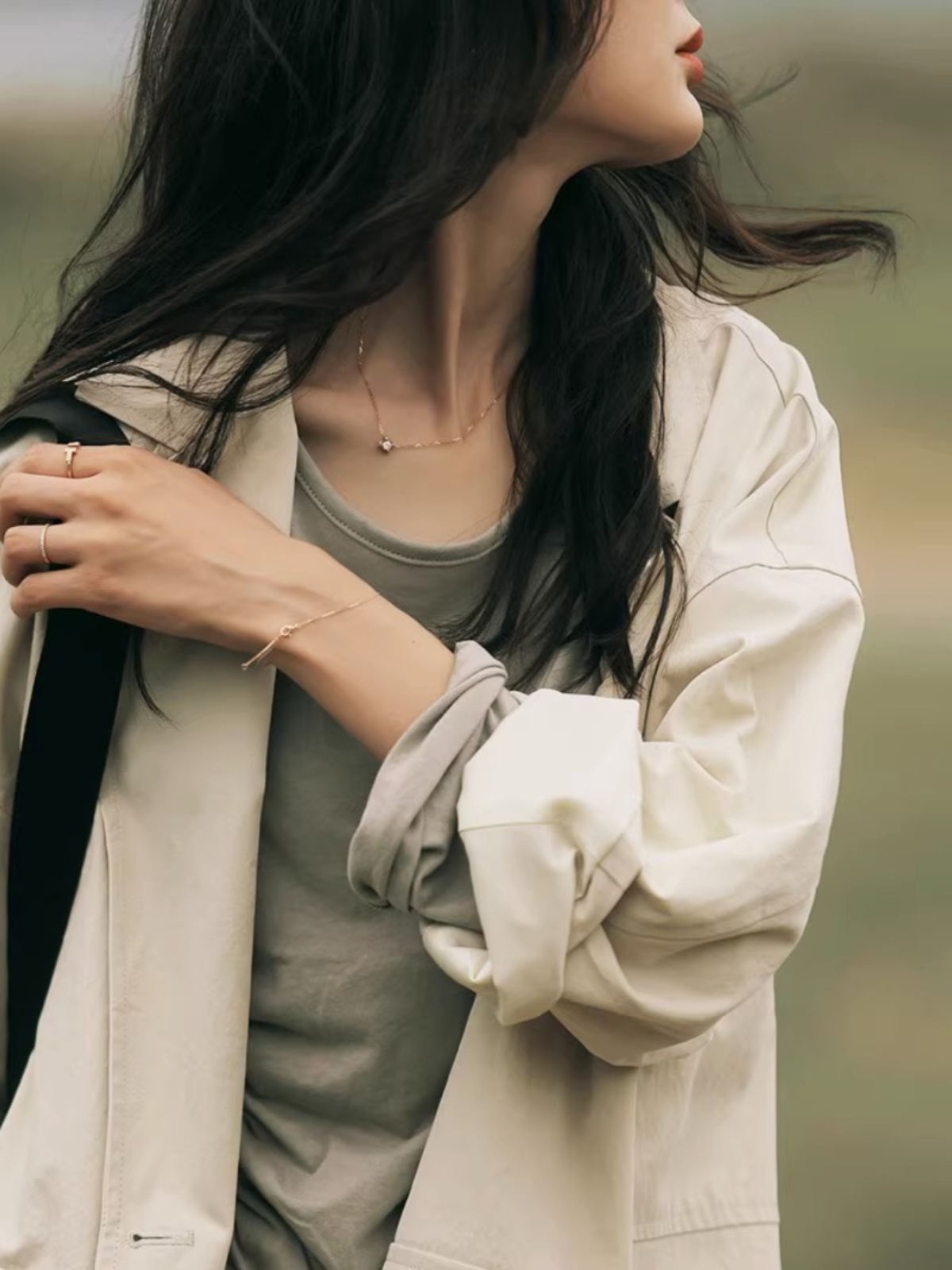 似壹自制文艺复古女装棉麻风衣春宽松帅气大码中长西服外套女秋款