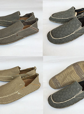 2023外贸原单帆布鞋灰 军绿色 大码45.46.47休闲低帮防滑懒人男鞋