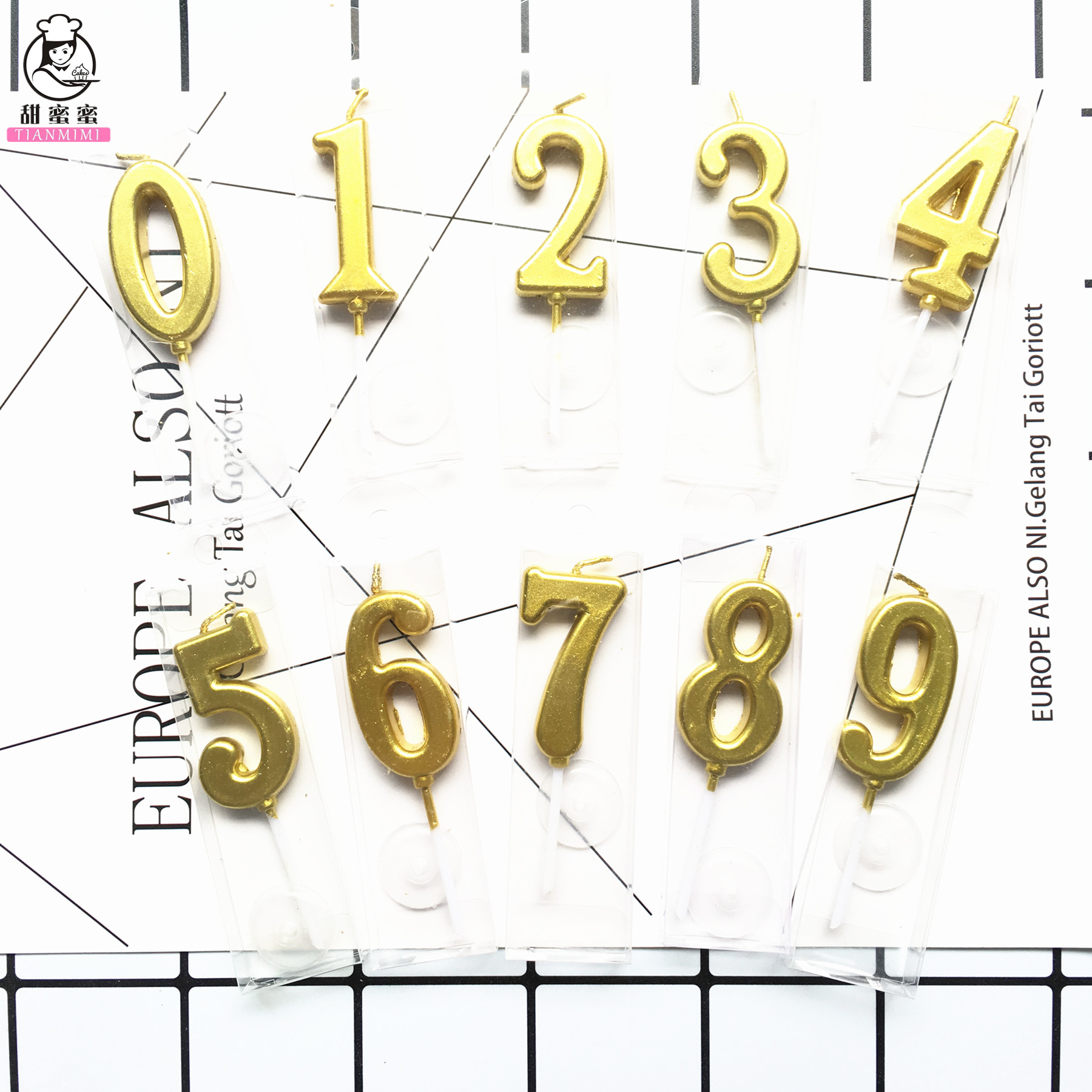 金色蜡烛烘焙生日蛋糕装饰