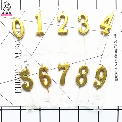 金色蜡烛烘焙生日蛋糕装饰