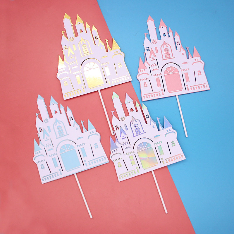 双层立体蓝色城堡模具生日蛋糕