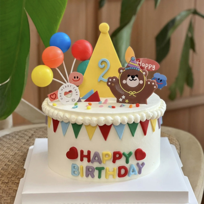宝宝一周岁生日蛋糕装饰帽子小熊