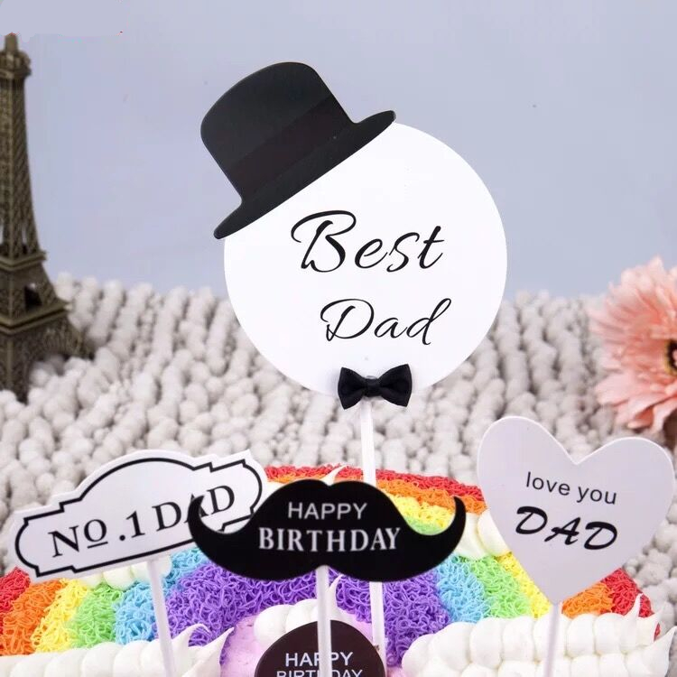 最爱爸爸插牌烘焙生日蛋糕领结