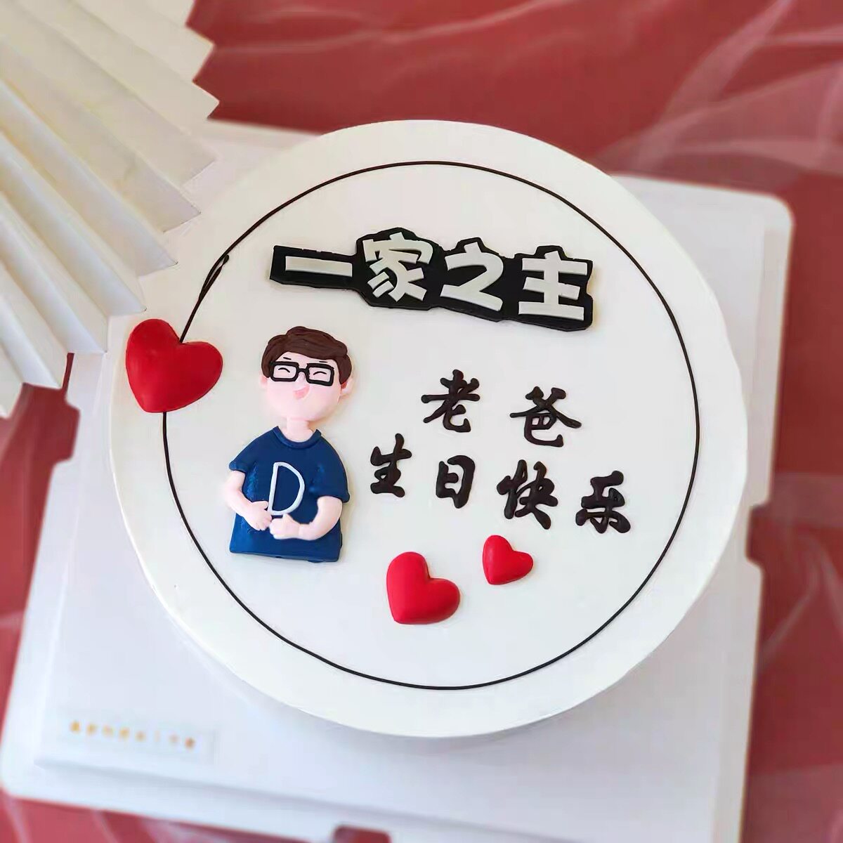 网红烘焙蛋糕装饰摆件父亲节软陶爸爸生日男神一家之主老公插件