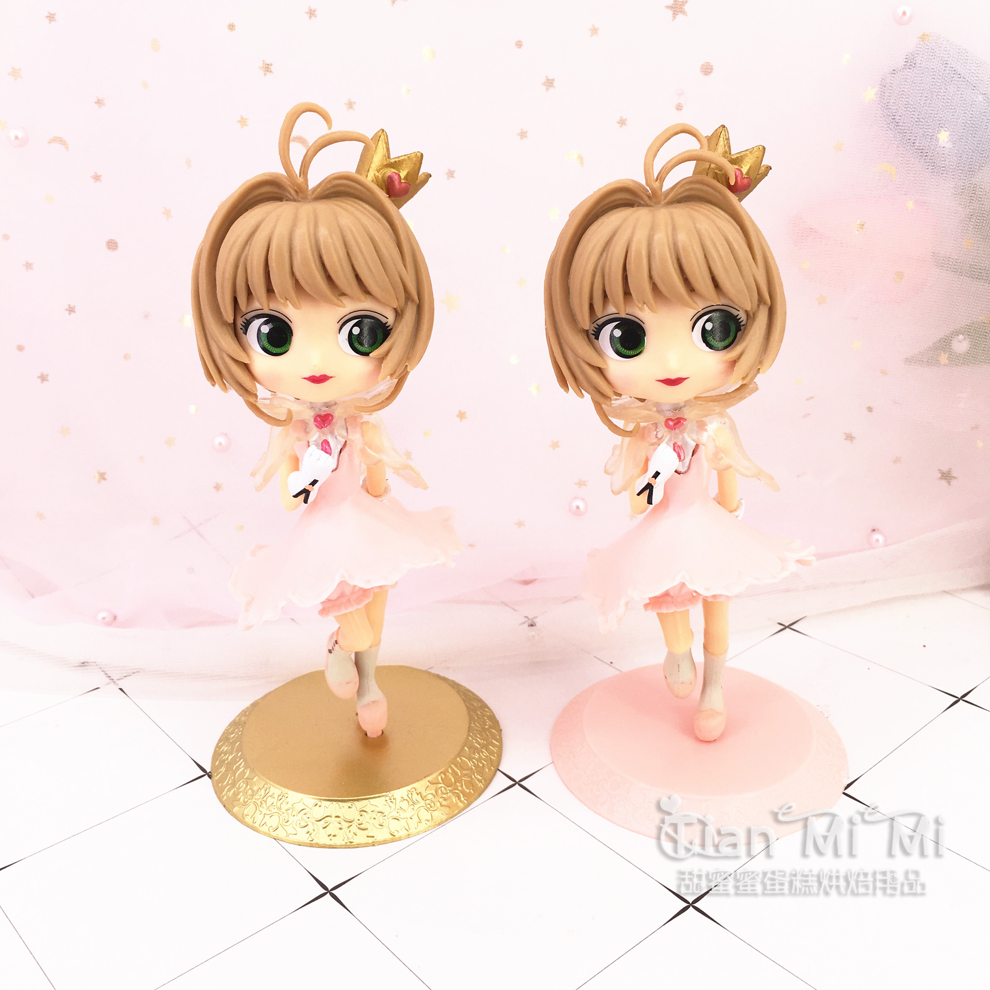 粉裙小公主女孩百变魔法小樱小仙女仙子生日蛋糕装饰摆件甜品台