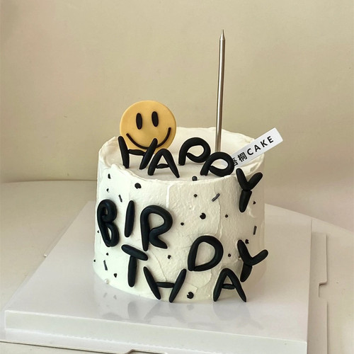 简约男生生日蛋糕装饰摆件