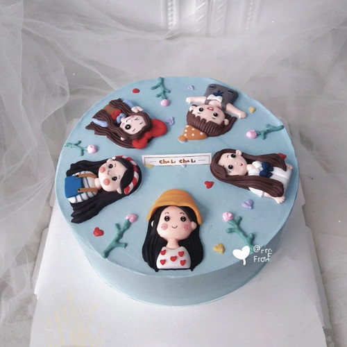 软陶闺蜜聚会蛋糕装饰姐妹