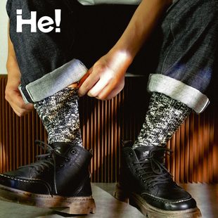 中筒袜纯棉冬季 袜男式 加厚保暖马丁靴袜子 工装 余文乐袜子复古美式