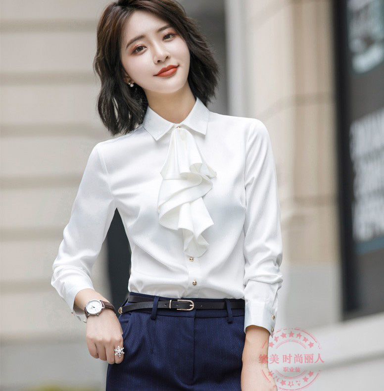 长袖雪纺职业装荷叶边