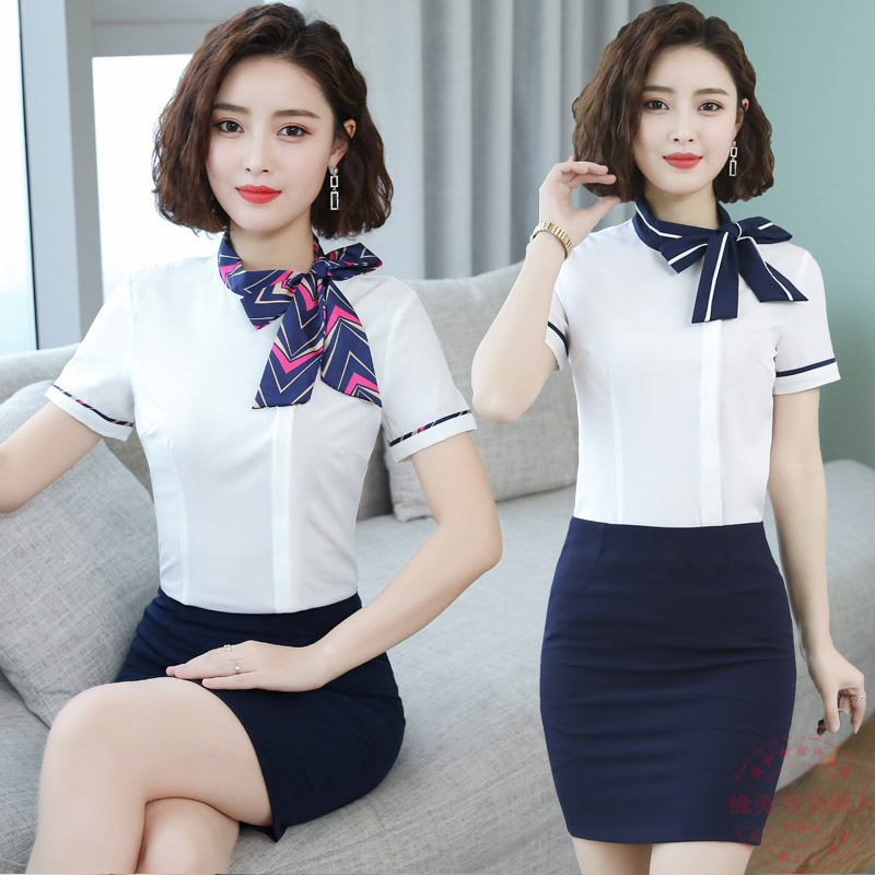 前台衬衣短袖秋季工作服