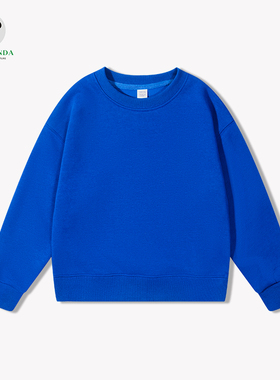 蓝色卫衣男童春秋款纯棉2023年新款纯色男女同款白色儿童长袖t恤