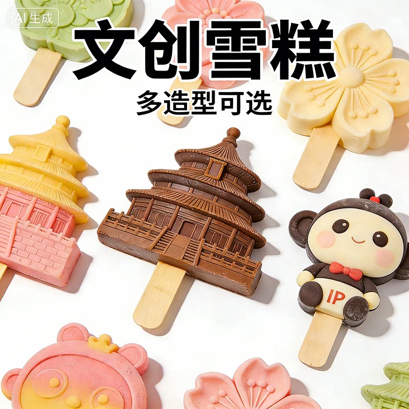 文创雪糕定制地名景区建筑冰淇淋硅胶雪糕模具磨具定制冰淇淋棒冰