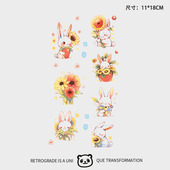 卡通小白兔向日葵彩色纹身贴防水持久仿真小清新小图案可爱风贴纸