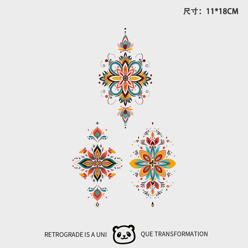 一繁原创新国风彩色纹身贴纸防水