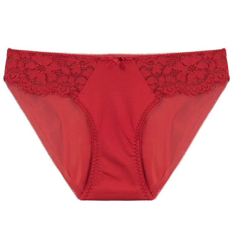 法式性感内裤女薄款花卉刺绣蕾丝内裤纯棉裆部提臀低腰三角裤底裤