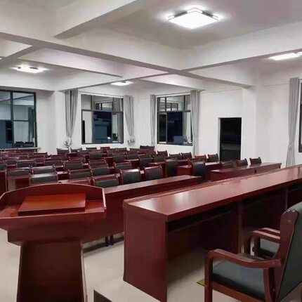 会议桌长条桌红色培训桌村委会党建会议室桌椅组合油漆双人条形桌