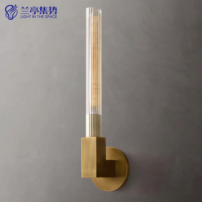 出口北美CANNELE SCONCE壁灯黄铜轻奢极简现代床头背景镜前RH壁灯