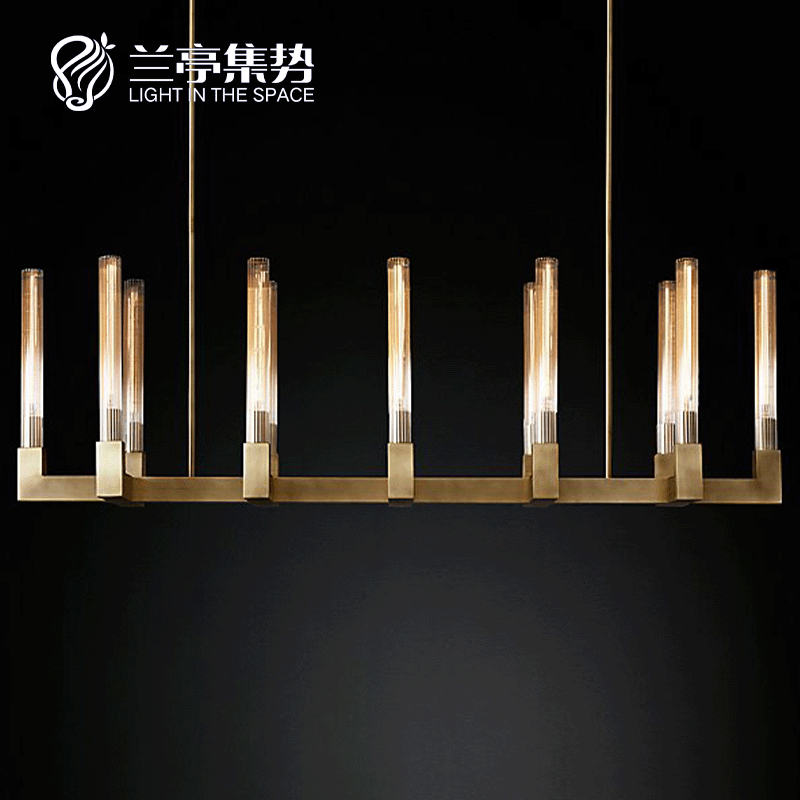 RH Cannele出口美式简约轻奢港风ins长方形酒店客餐厅吧岛台吊灯