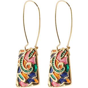 sumni/彩色珐琅滴釉耳饰夸张长款复古度假风油画耳环女高级感耳坠