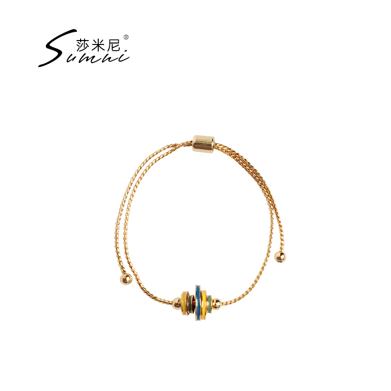 18k珐琅滴釉简约风可调节圆环