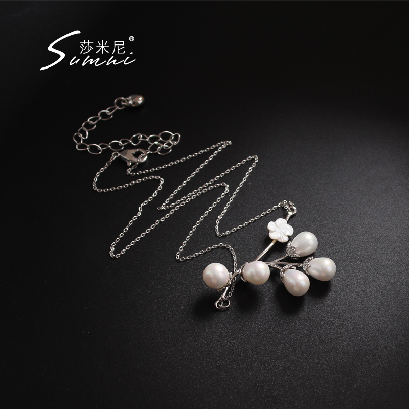 清新银白金色18k包金花果树枝颈