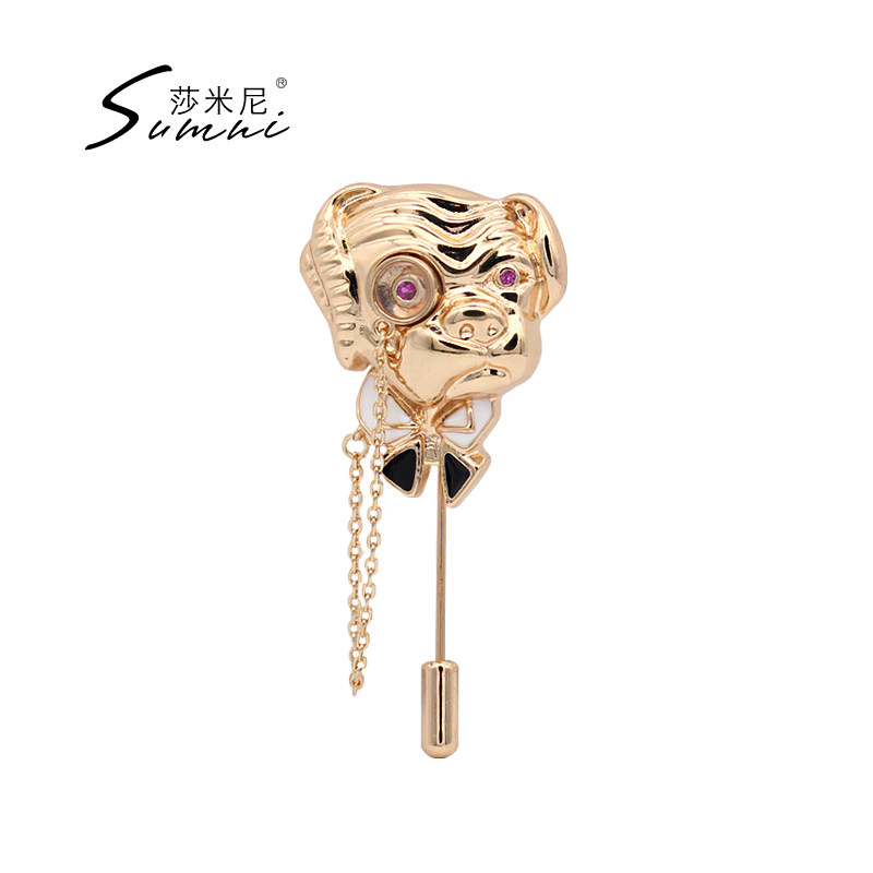 sumni/莎米尼欧美风夸张饰品个性可爱沙皮狗胸针狗老爷配饰男女