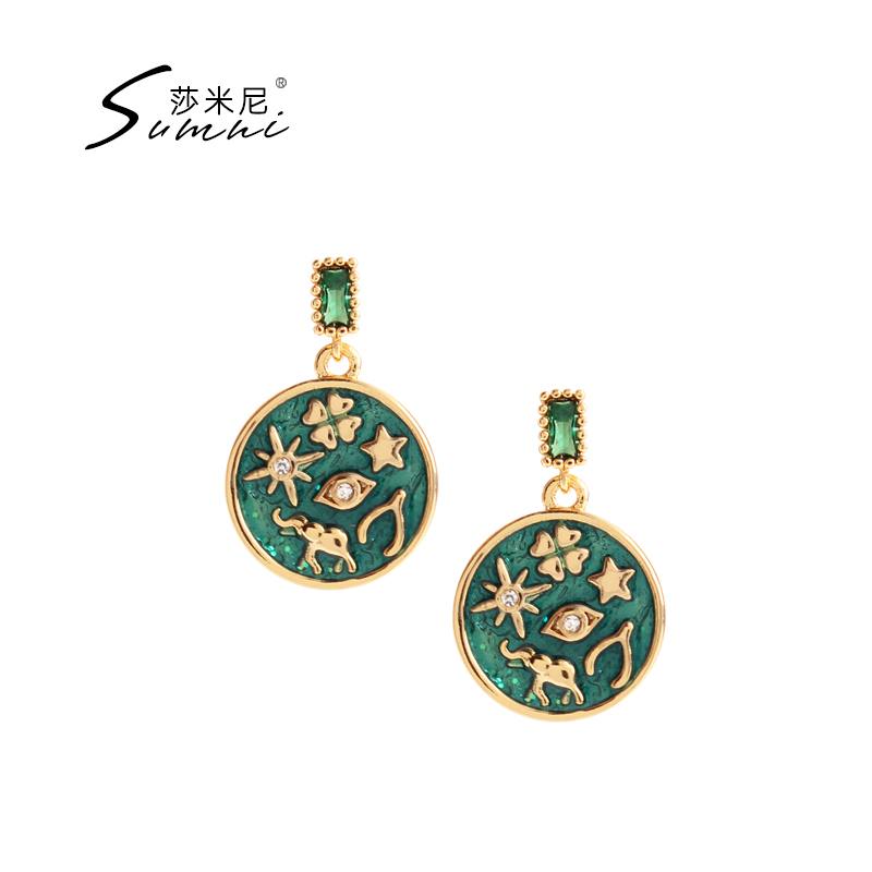 sumni耳饰莎米尼夏珐琅滴釉大象