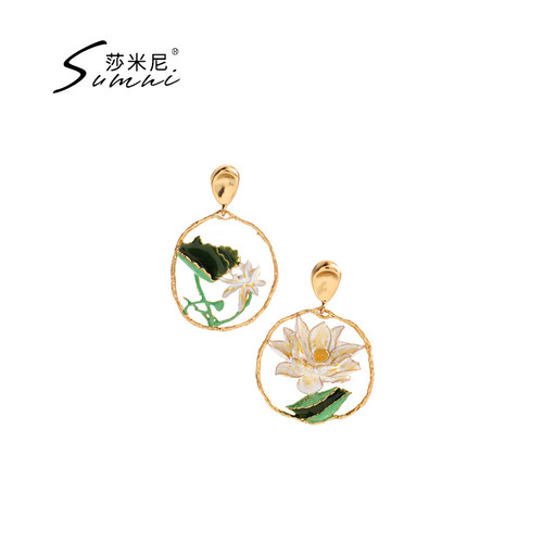 sumni莎米尼中国荷花元素耳环