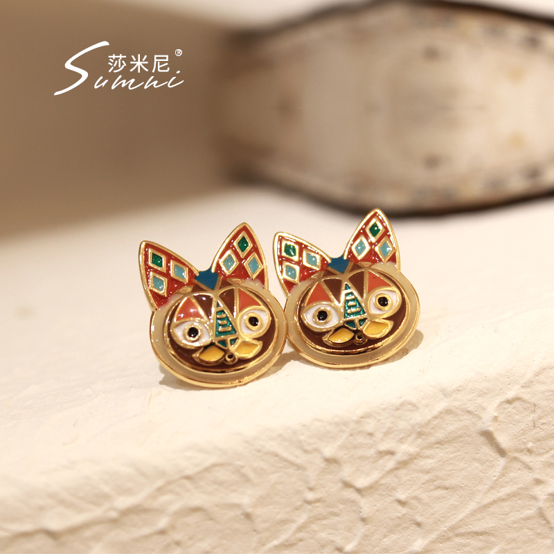 sumni莎米尼异域风情猫咪耳钉