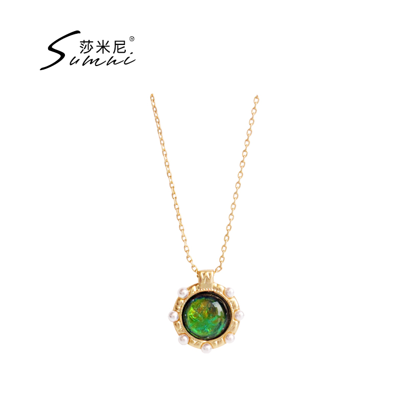 sumni铜仿欧泊女文艺复古