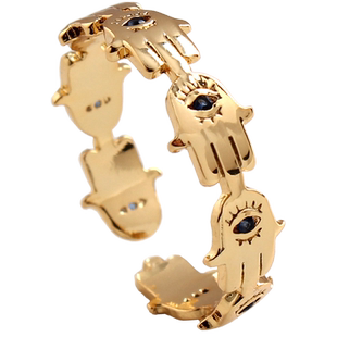 sumni莎米尼18K包金法蒂玛之手指环戒指男女设计小众情侣素圈闺蜜