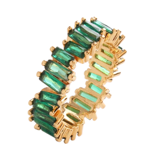 sumni/莎米尼欧美风夸张祖母绿色人工锆石镶嵌戒指轻奢时尚质感