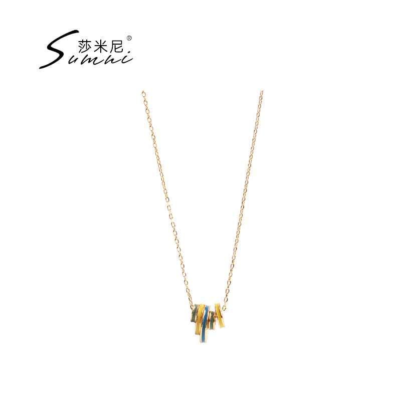 SUMNI莎米尼18K包金滴釉简约项链