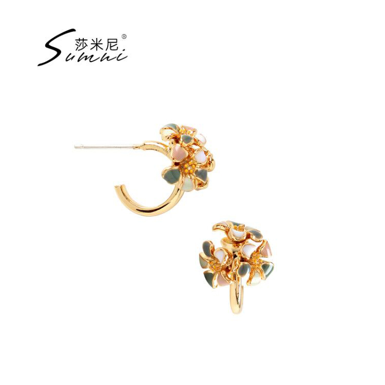sumni/莎米尼18k包金滴釉耳环女