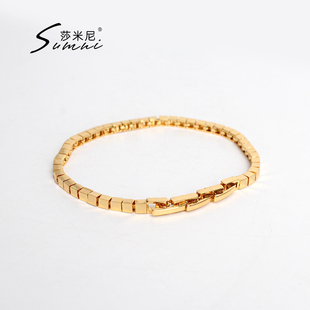 sumni 莎米尼欧美简约风18K包金铜材质几何方形质感手链女