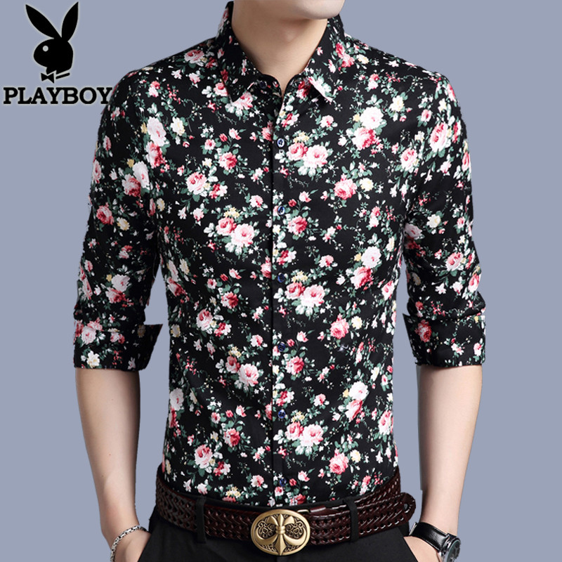 Dandy Spring and autumn season Long sleeve shirt Korean Edition Self cultivation Broken flowers shirt man Chaopai Trend printing Inch shirtin the Men's clothing, Shirt  category - from Buy2taobao.com to provide professional Taobao agent buy service