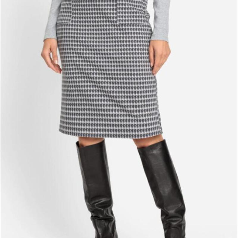 欧洲原单小方格偏厚包臀中长裙